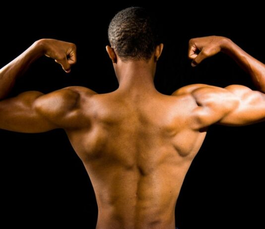 근감소증 예방과 근육 관리 topless man with black background